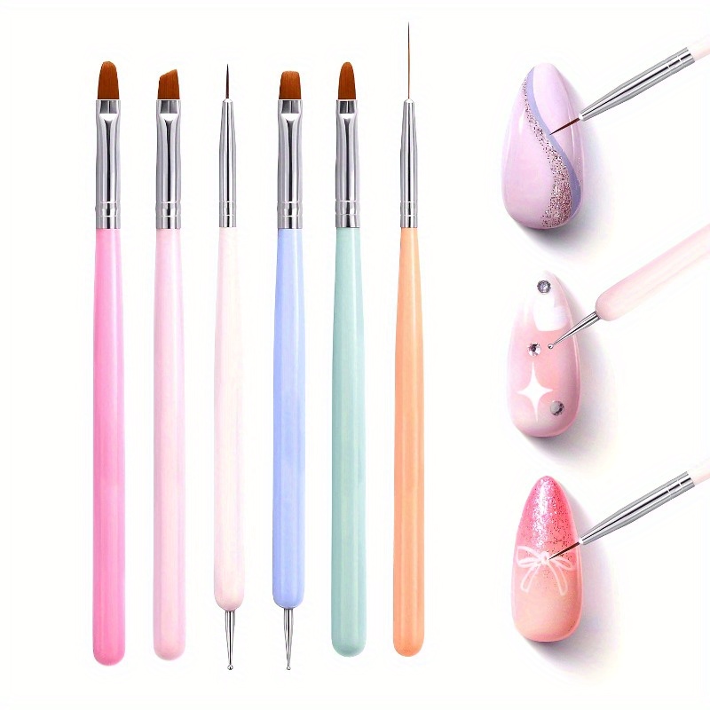 Wood Chisel Set - 6pcs Nails Art Brushes Set Manicure